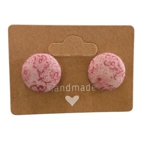 Pink Flower Button Earrings